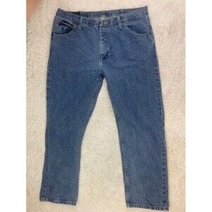 Wrangler Size 38x29 Mens Jeans Straight Med Wash Cotton